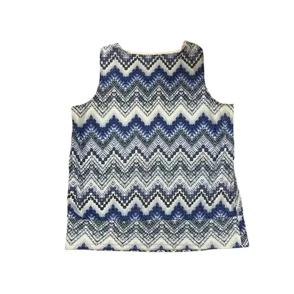 AB Studio Women's XL Blue Chevron Sleeveless Tank Top - Picture 2 of 7